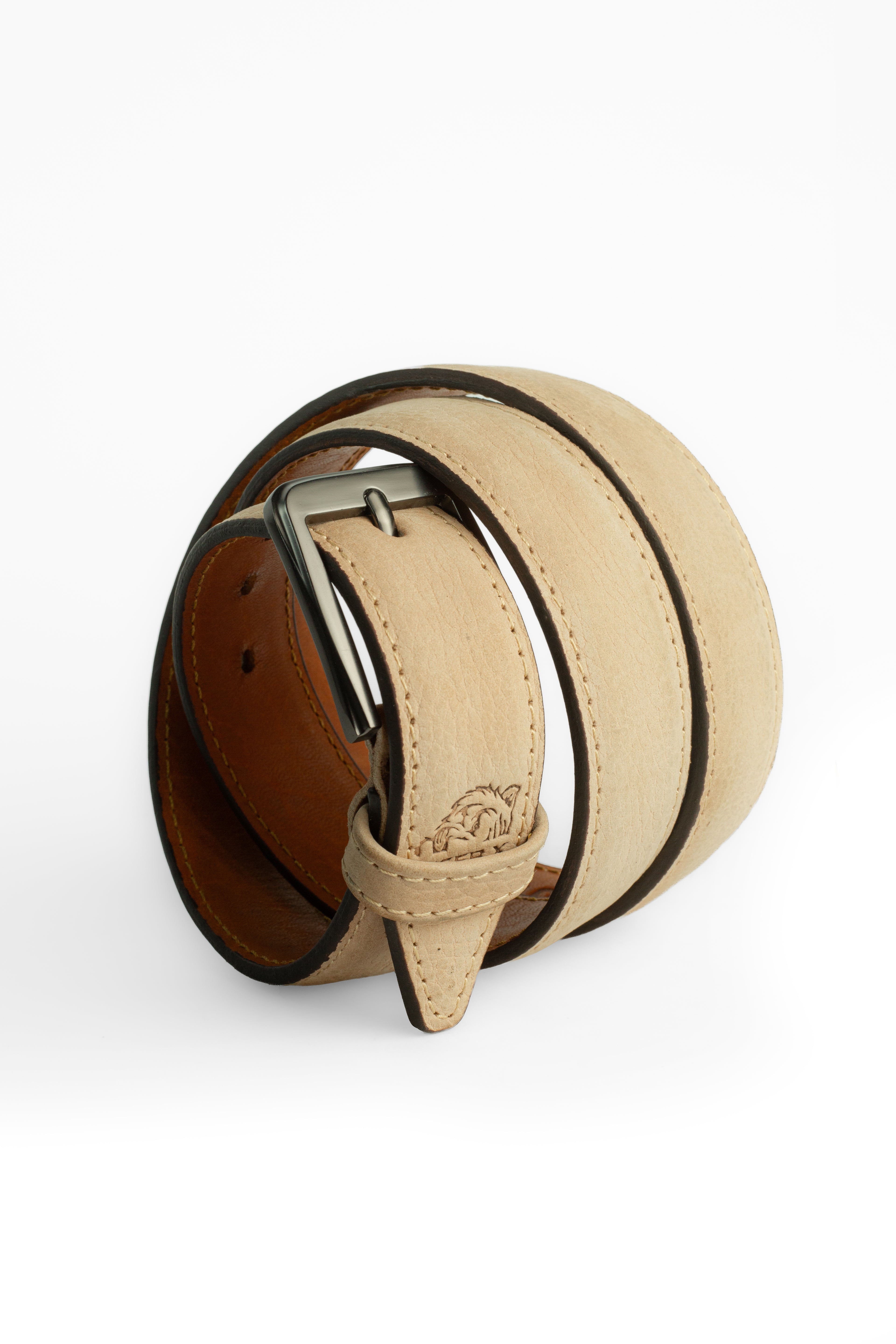 classic 1 sada waxed suede belt 3.5cm - Beige