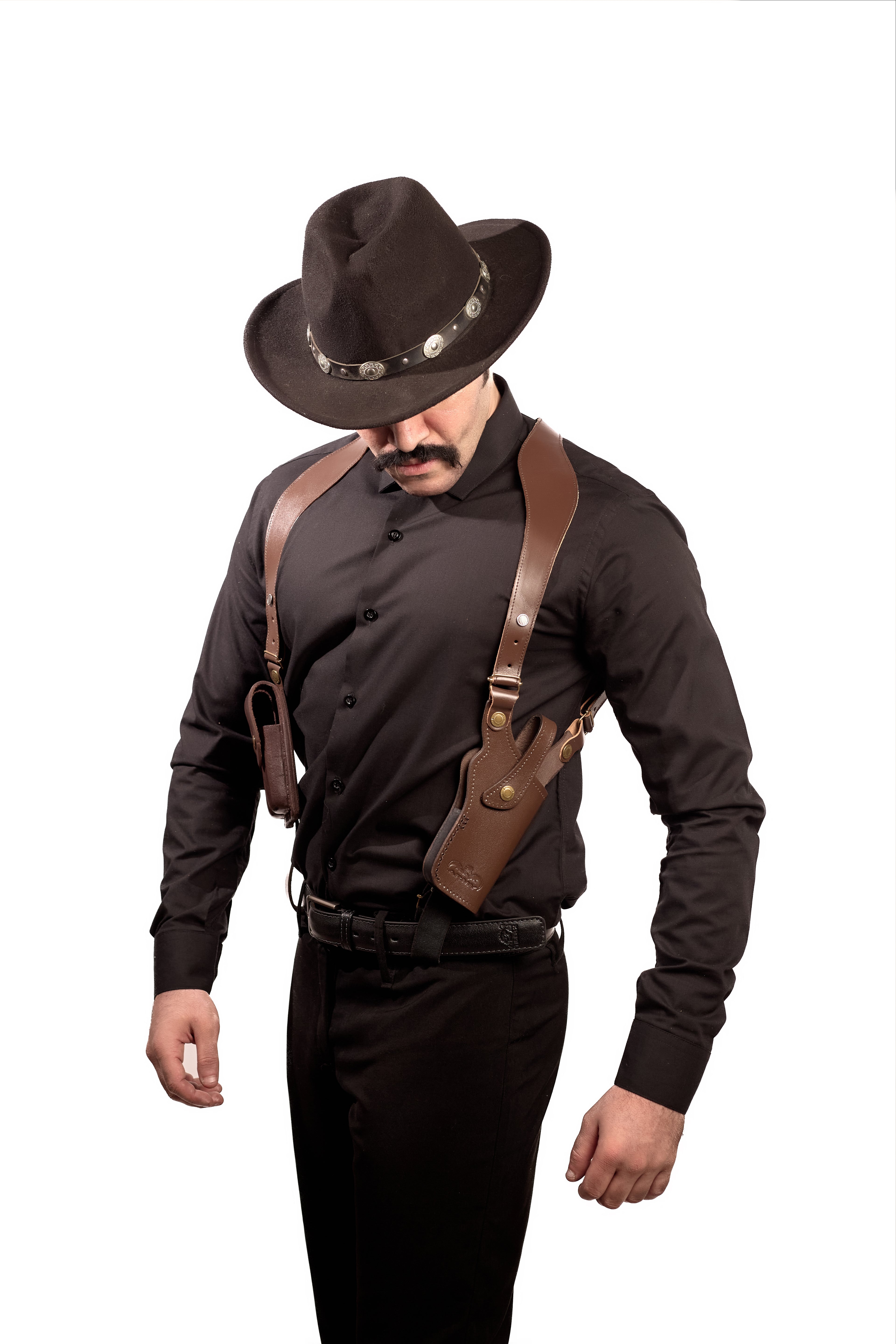 Shoulder Holster with 2 Mag Pouch Brown (Beretta)