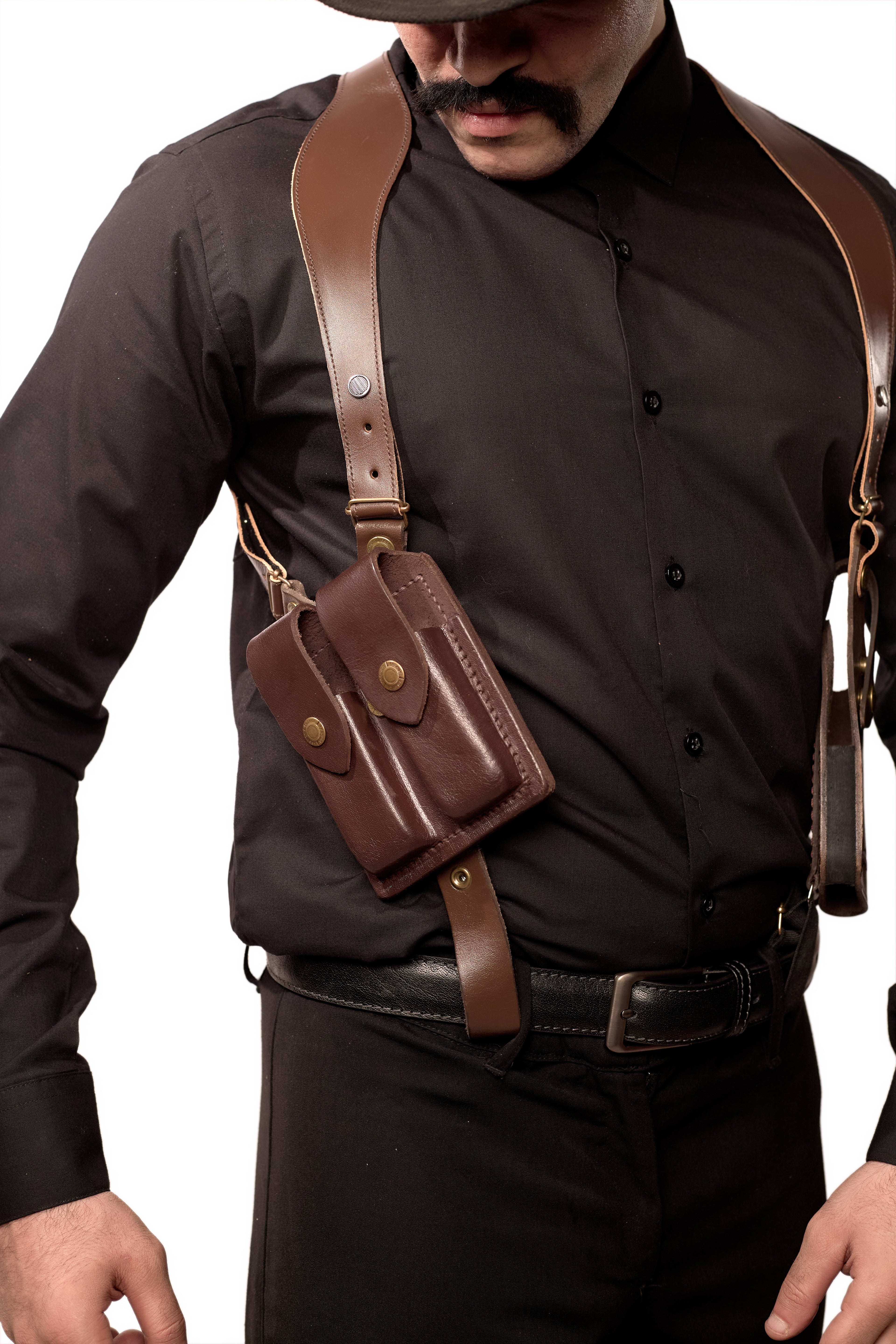 Shoulder Holster with 2 Mag Pouch Brown (Beretta)