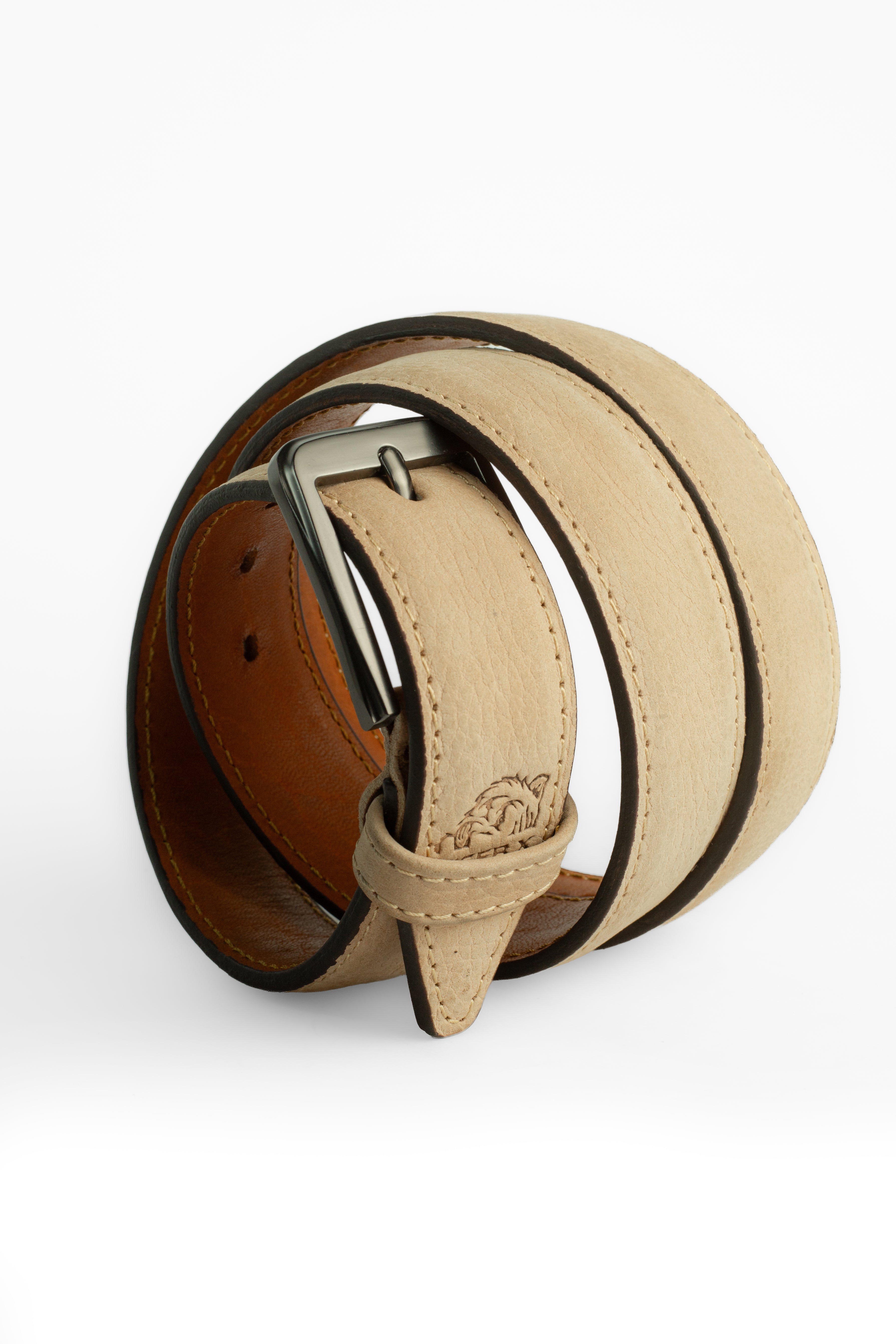 classic 1 sada waxed suede belt 3.5cm - Beige