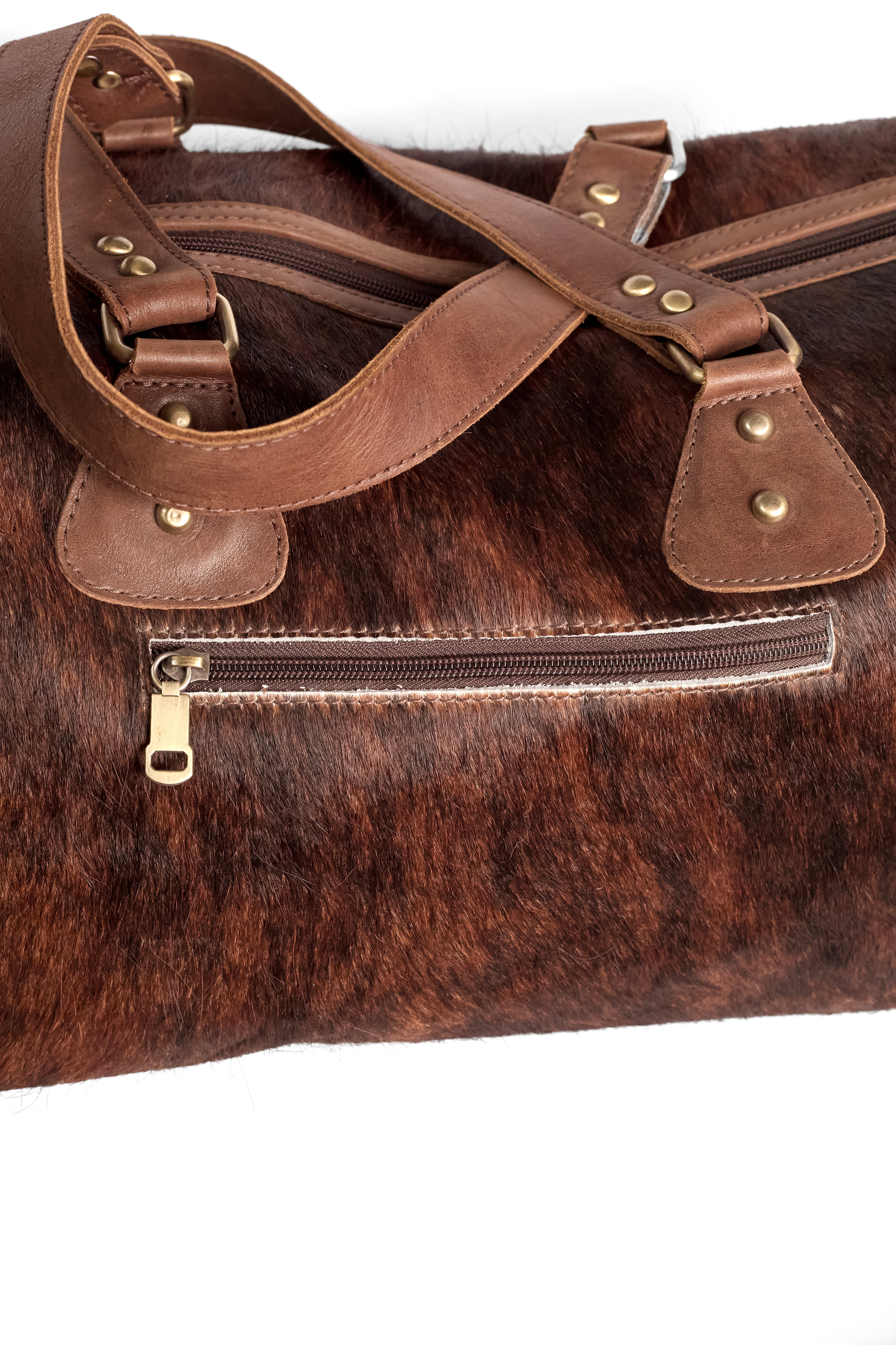 cowhide duffle travel bag Unique  ✨