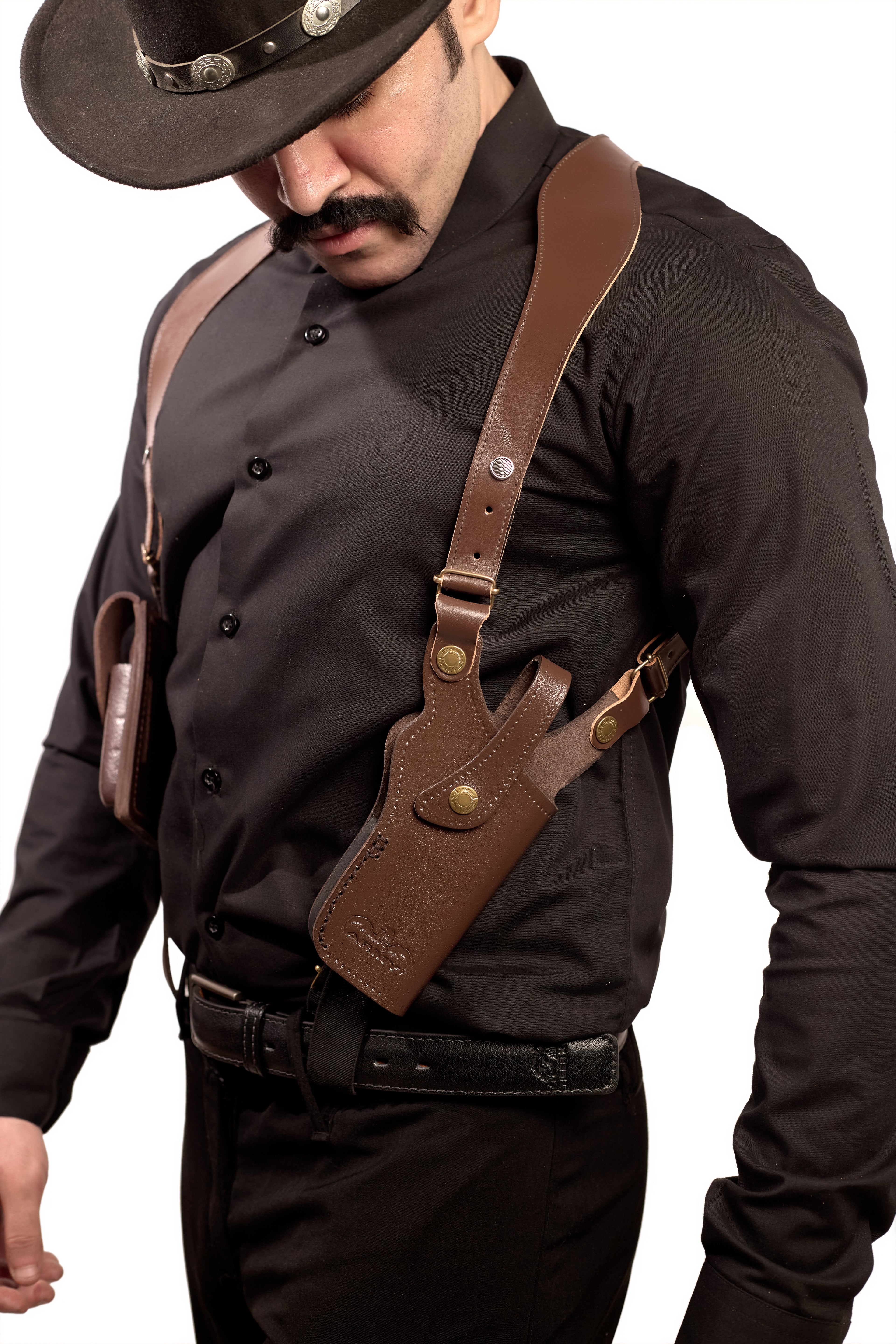 Shoulder Holster with 2 Mag Pouch Brown (Beretta)